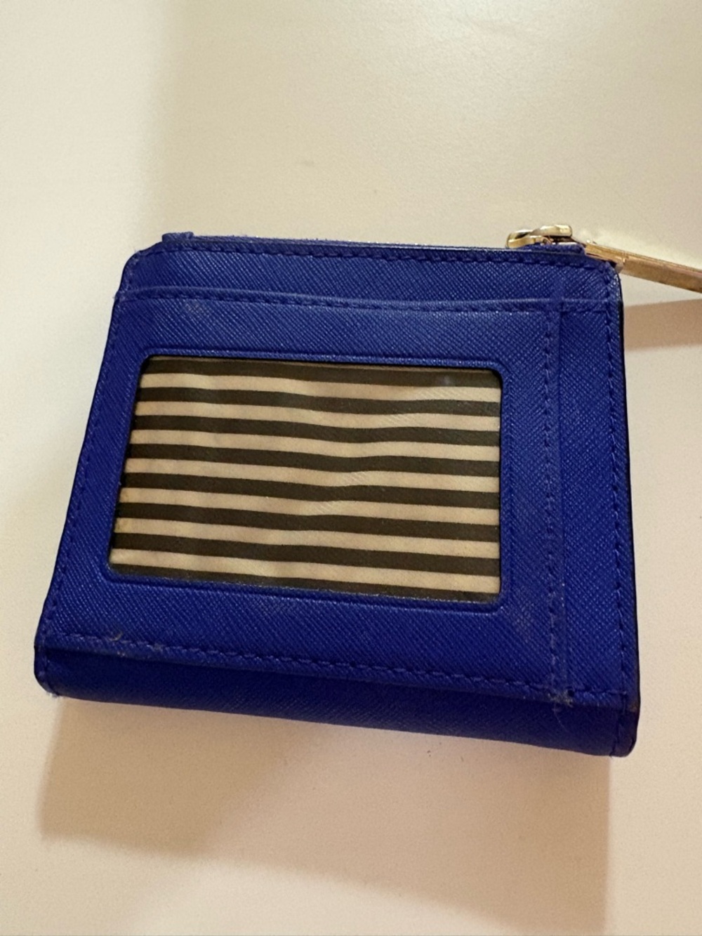 kate spade New York Saffiano Zip Card Case in Cobalt Blue with Gold Tone - Picture 2 of 8
